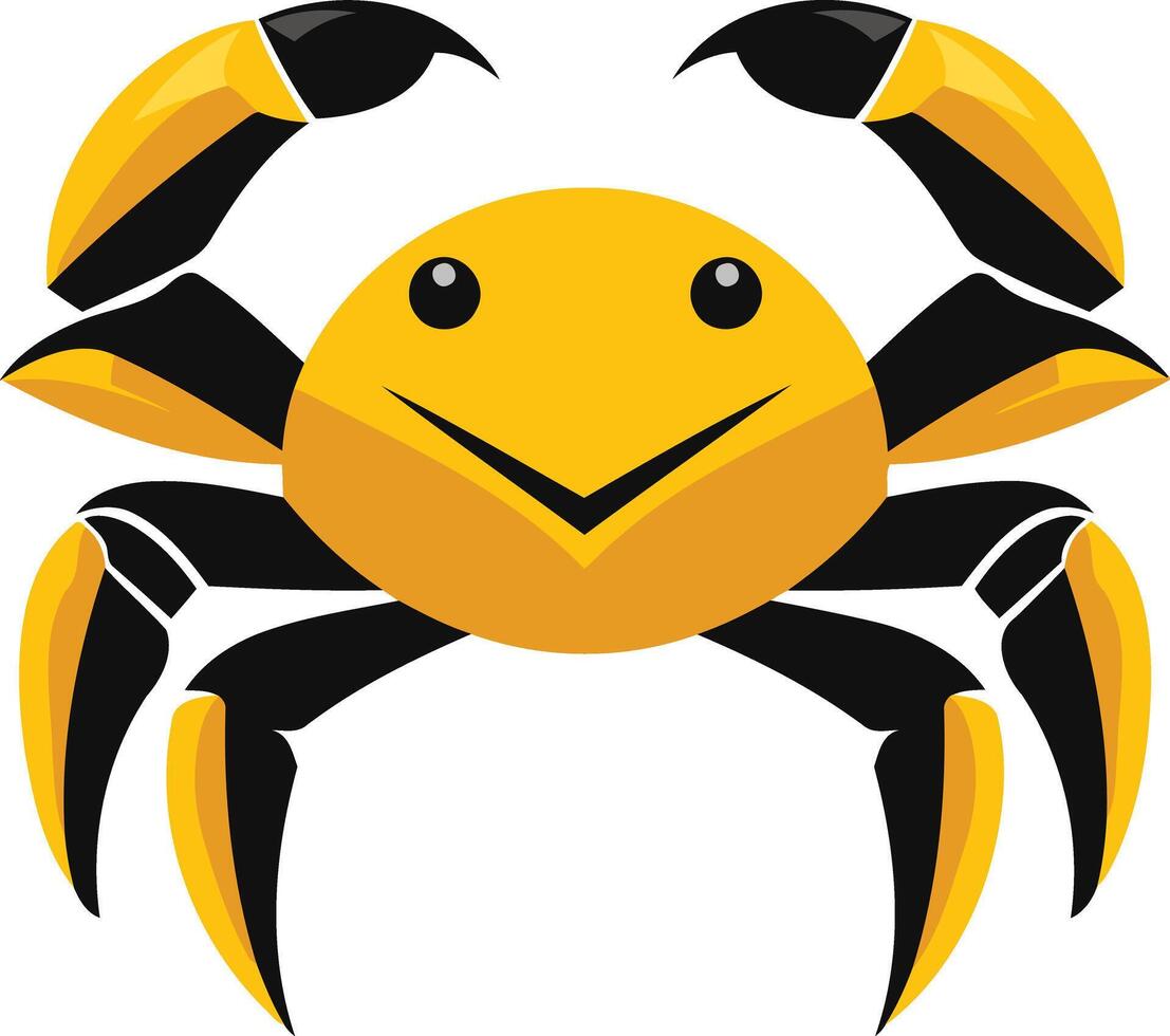 A cartoon crab with black and yellow legs vector