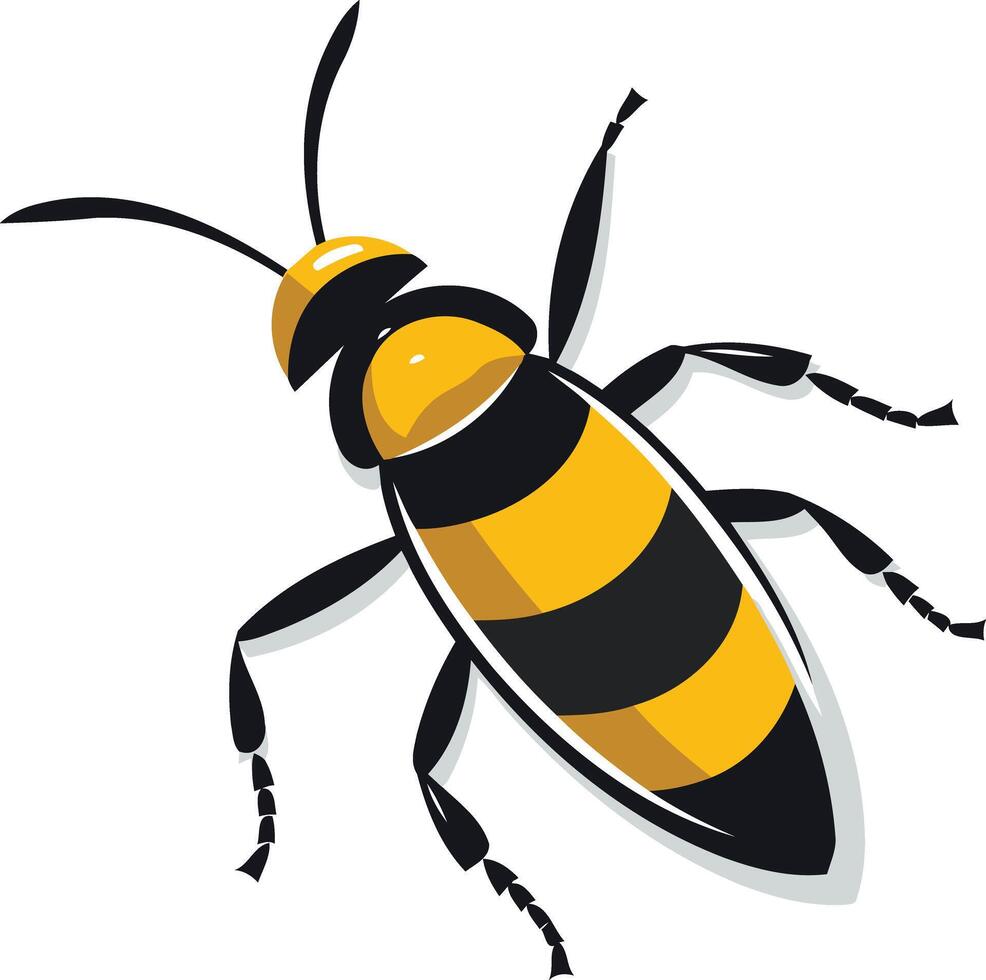 A black and yellow bug with a black and yellow stripe vector