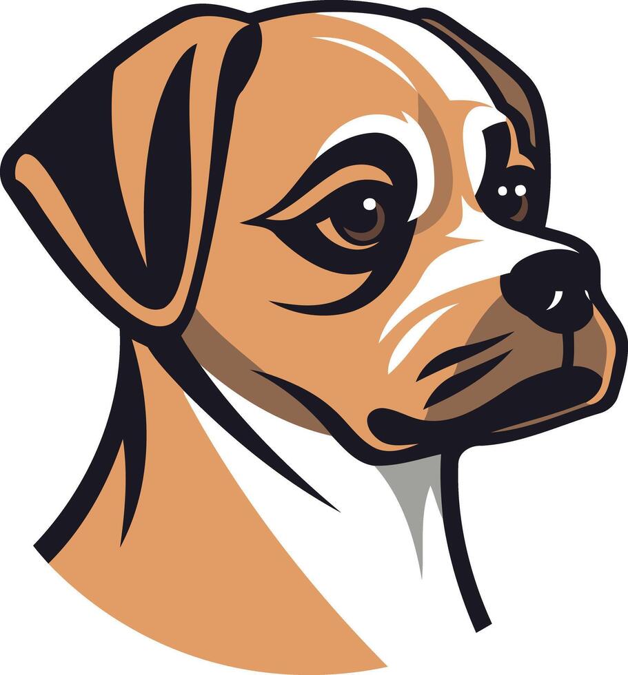 A dog head with a black collar and white face vector