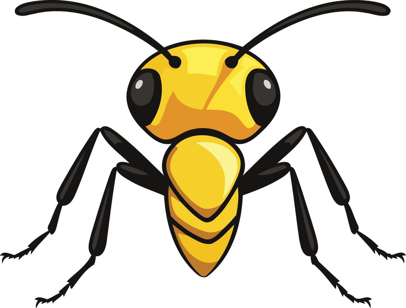 A cartoon ant with black and yellow eyes vector