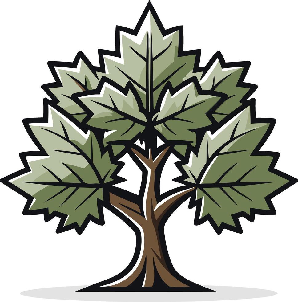 A cartoon tree with leaves on it vector