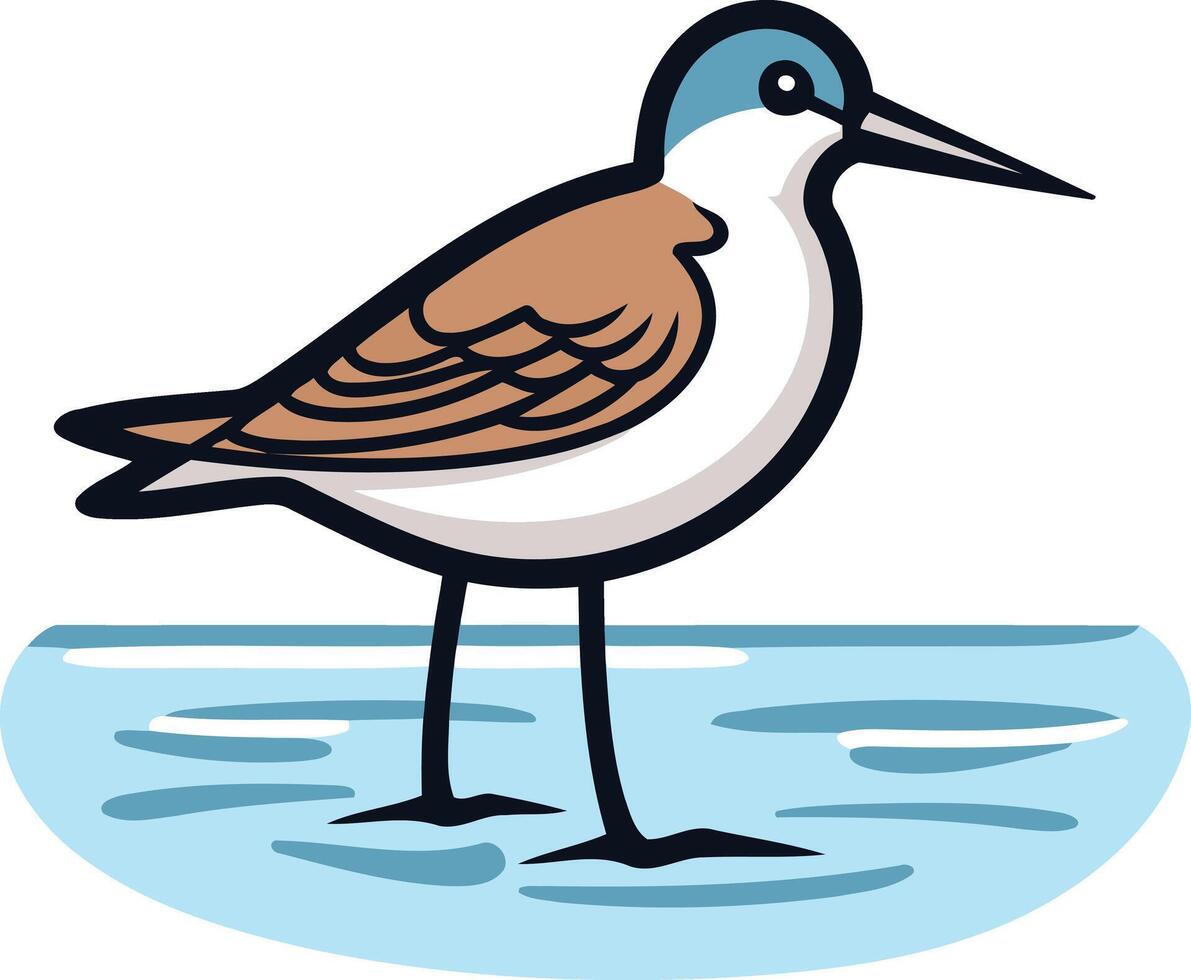 A cartoon bird standing on the water's surface vector