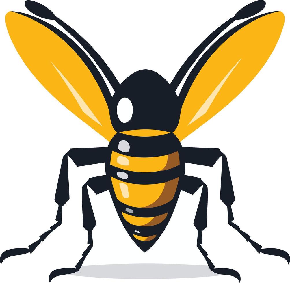 A yellow and black wasp with long wings vector