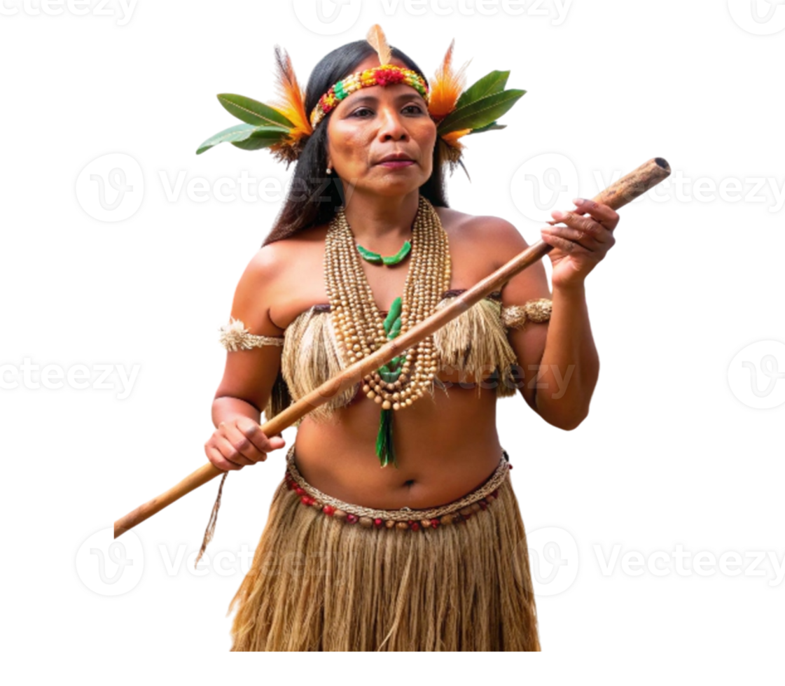 nativo americano mujer arrodillado participación lanza en naturaleza png