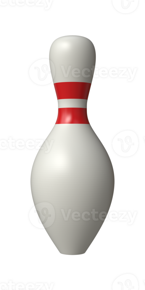 3D single Bowling icon rendering. Realistic illustration of bowling pin png