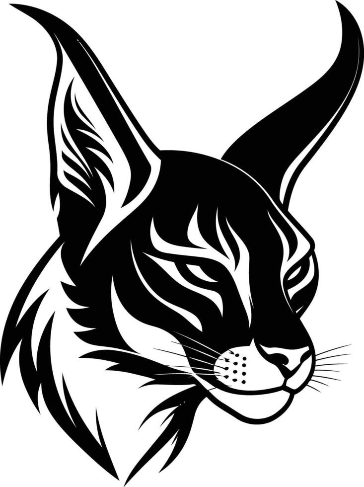 A black and white cat head with long ears vector