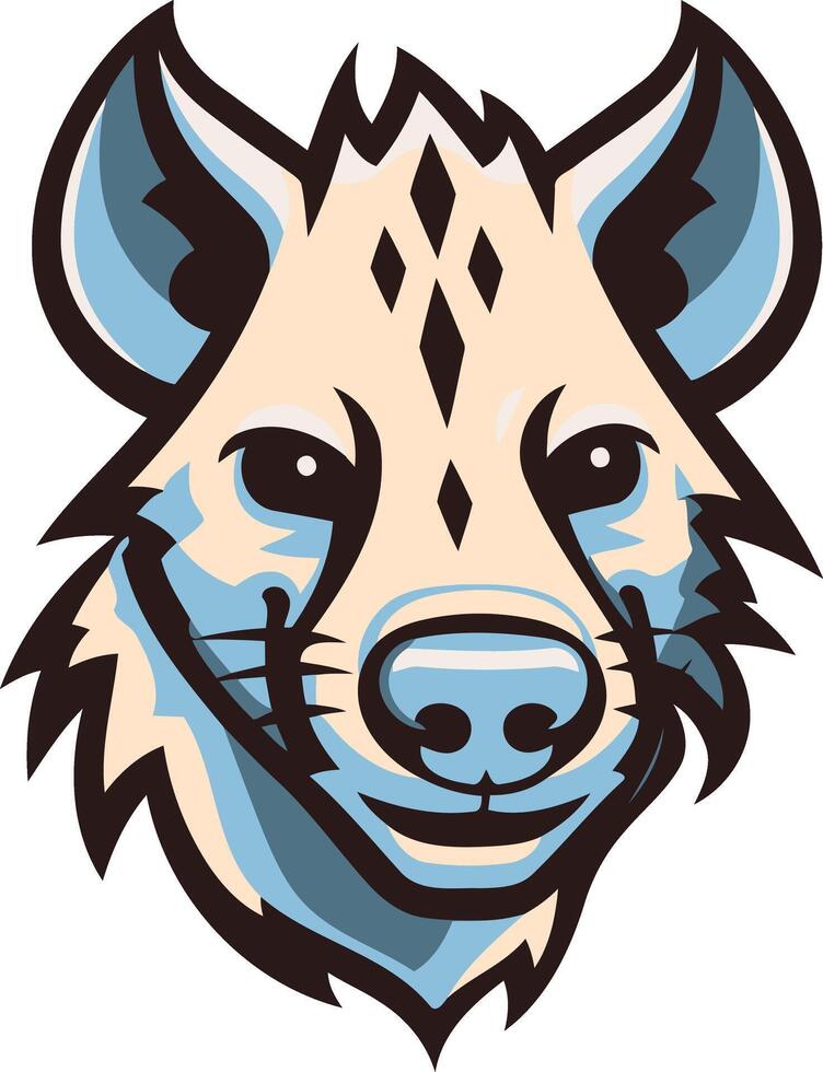 A hyena head with blue and brown stripes vector