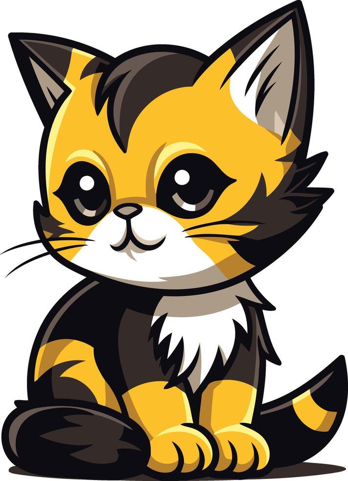 A cartoon cat with black and yellow fur vector
