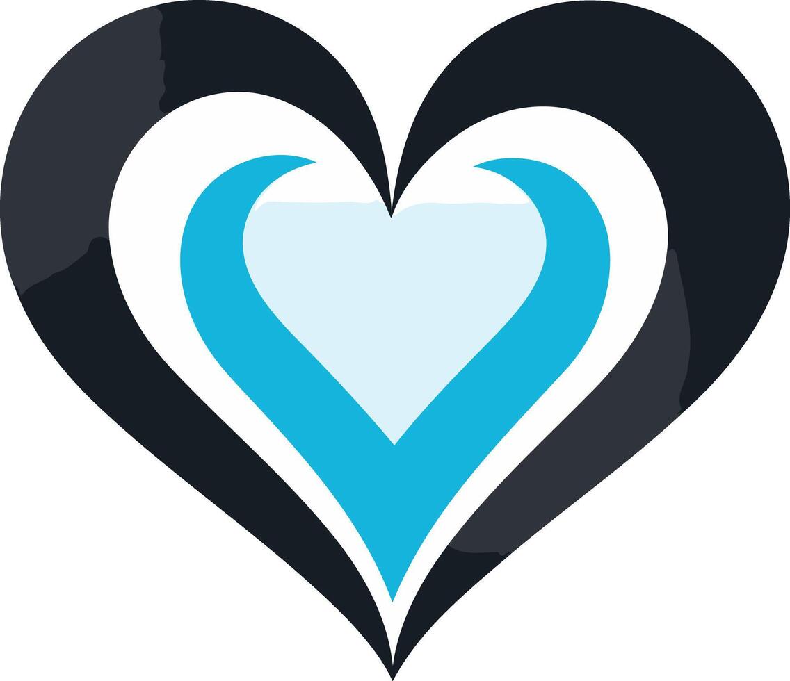 A heart with blue and black colors vector
