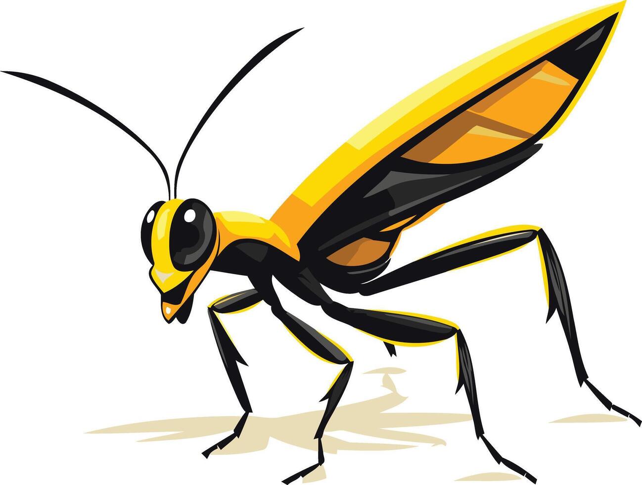 A cartoon insect with black and yellow wings vector