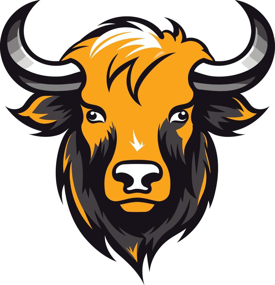 The head of a buffalo is shown on a white background vector