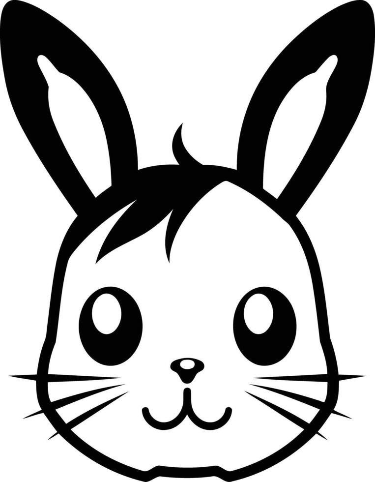 A black and white bunny face with big eyes vector