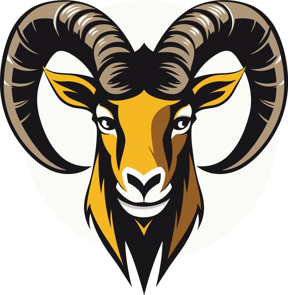 Head of ram with horns on isolated background vector