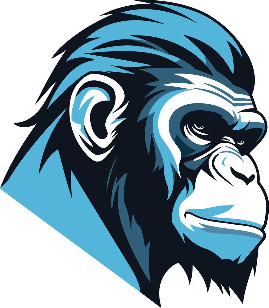 The head of a gorilla in blue and black vector