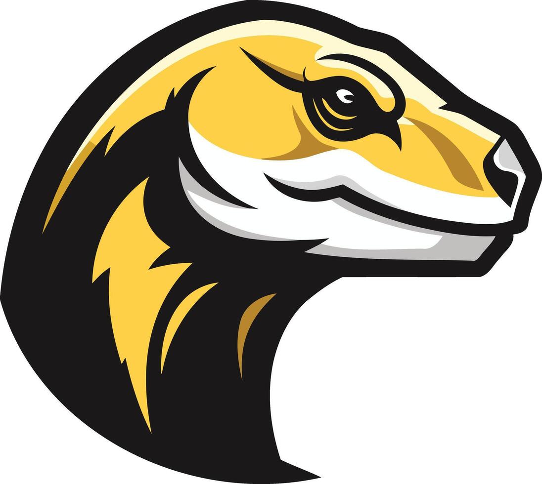 A yellow and black head of a lizard vector