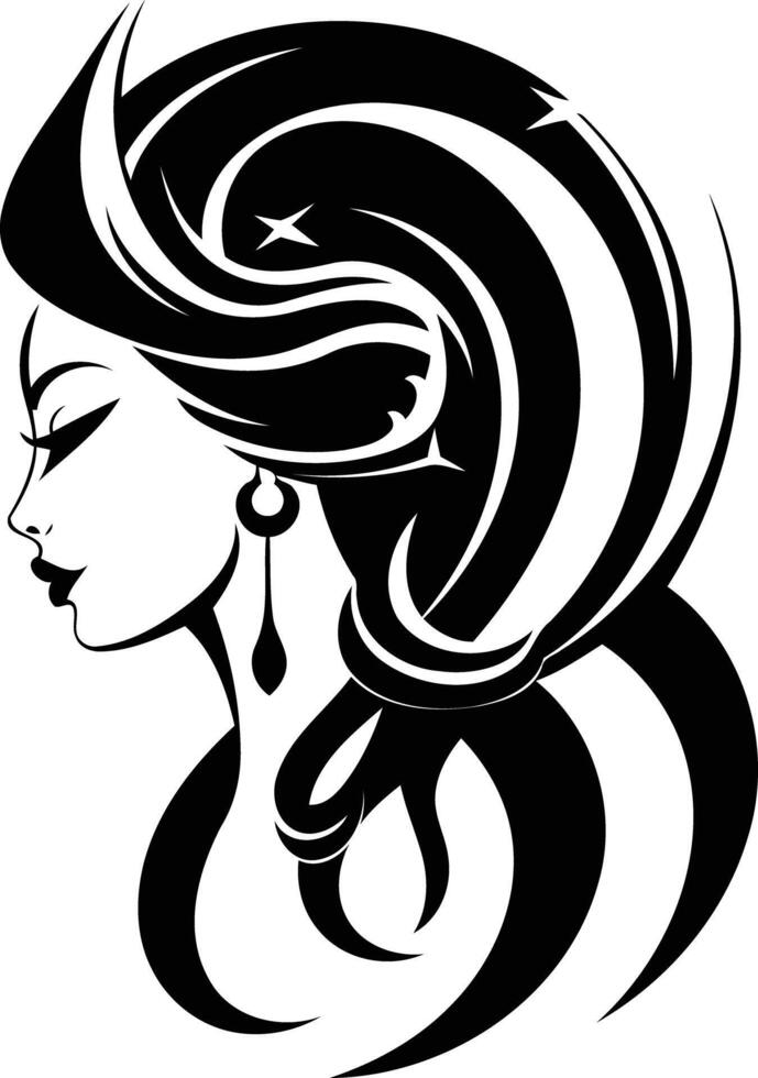 A woman with long hair and a star on her head vector