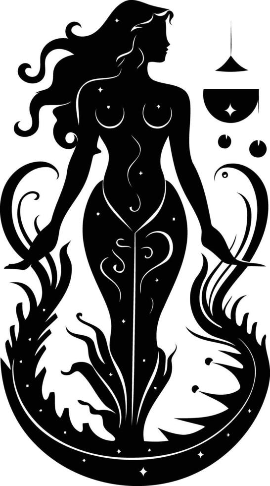 Mermaid tattoo design vector