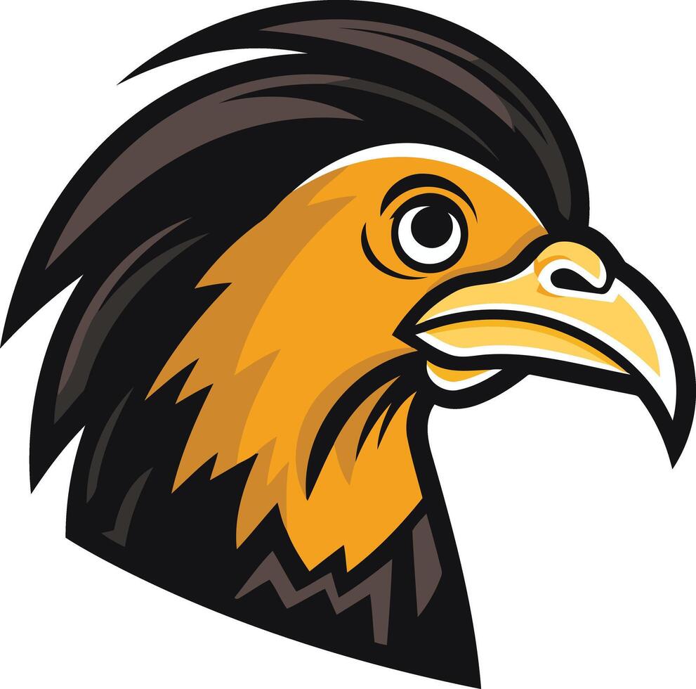 A black and yellow eagle head with a long beak vector