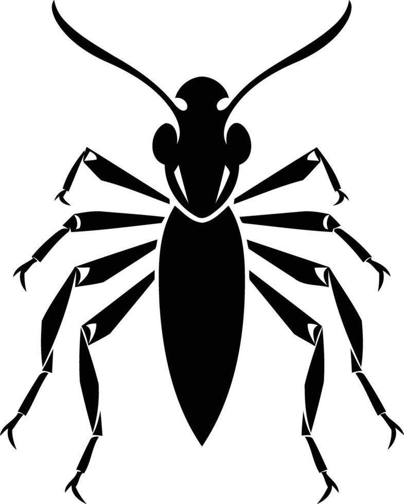 A black and white silhouette of a bug vector