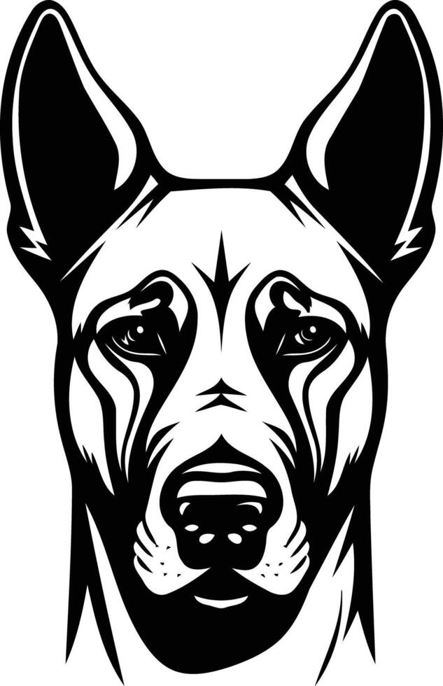 A black and white drawing of a dog's head vector
