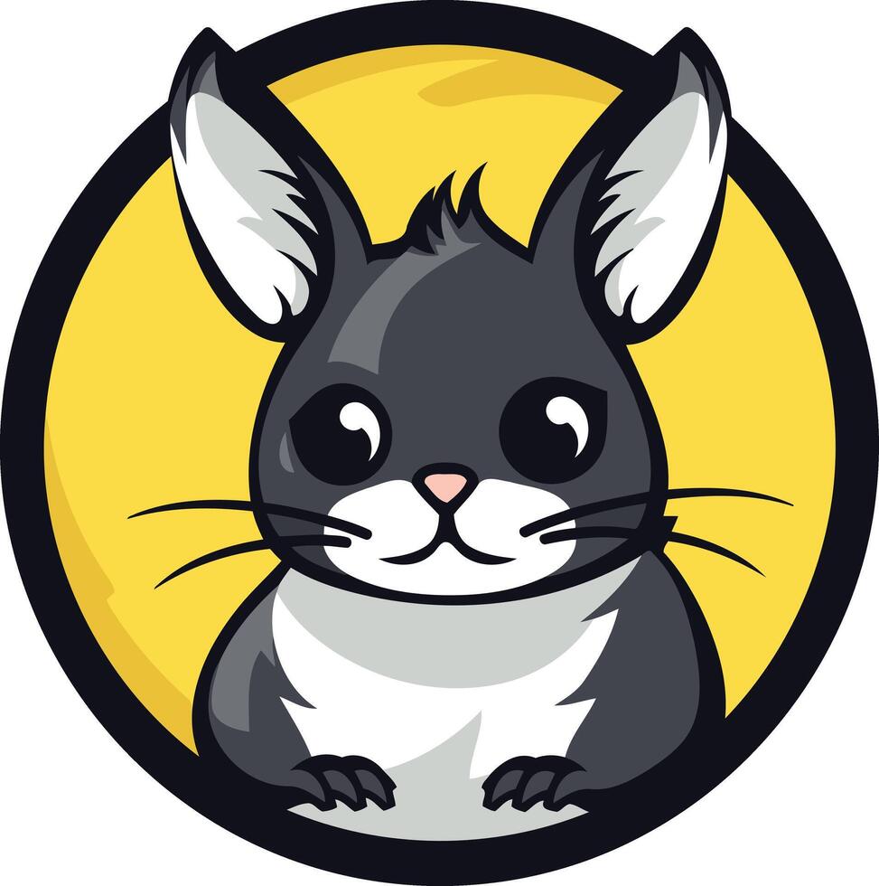 A cartoon rabbit sitting in a circle on a yellow background vector