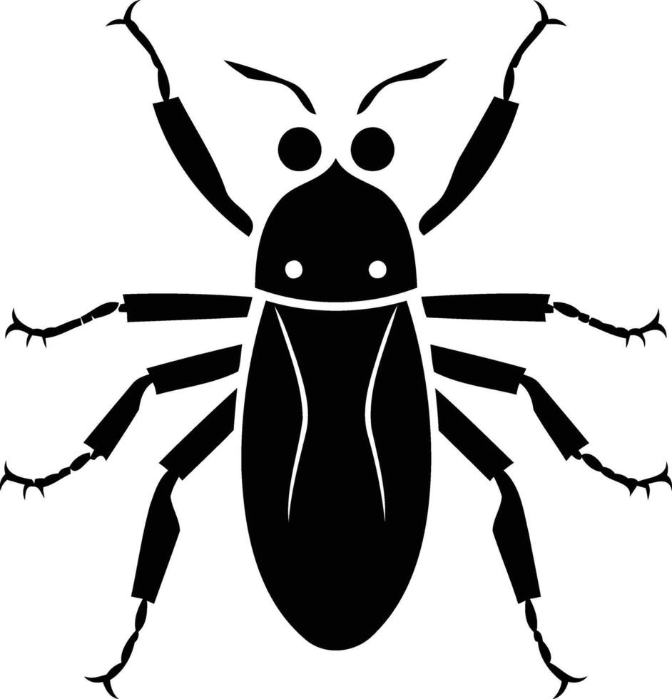 A black and white bug silhouette on a white background vector