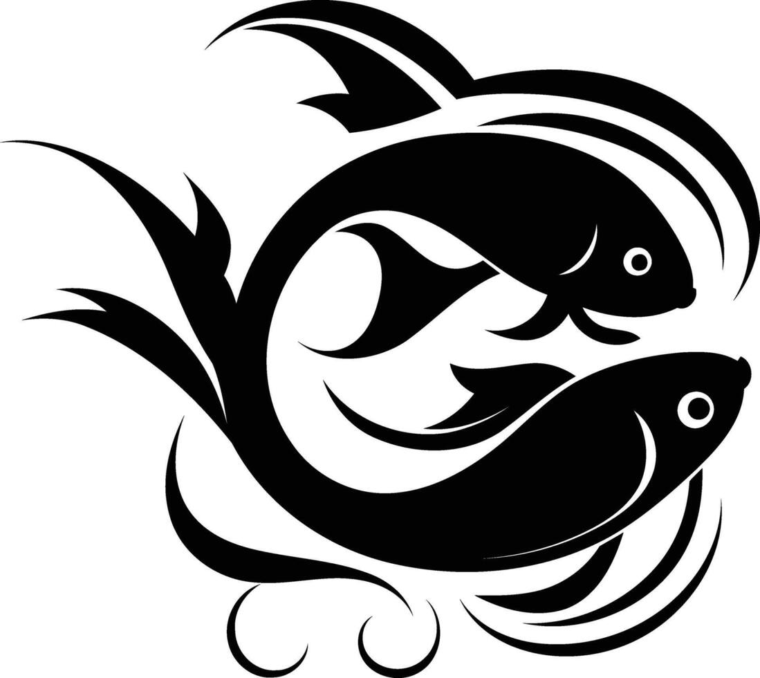 A black and white fish with a tribal design vector
