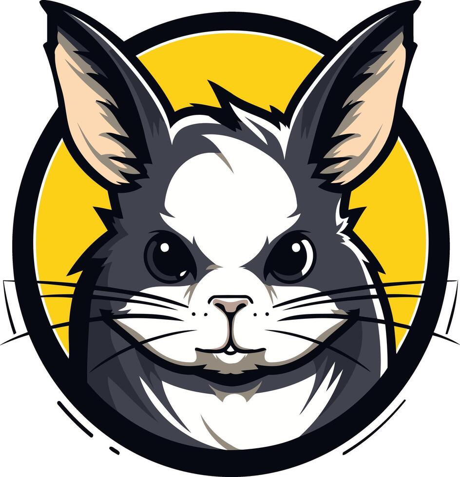 A rabbit head in a circle with a yellow background vector