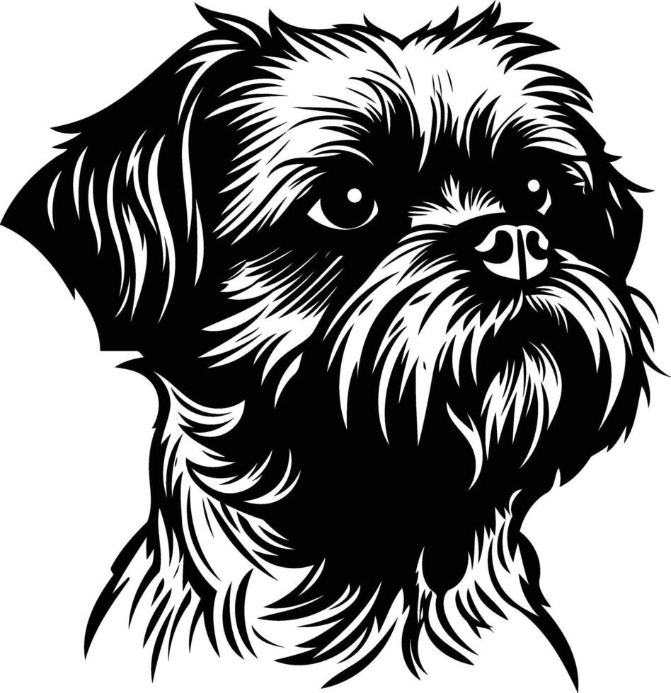 A black and white drawing of a dog's head vector