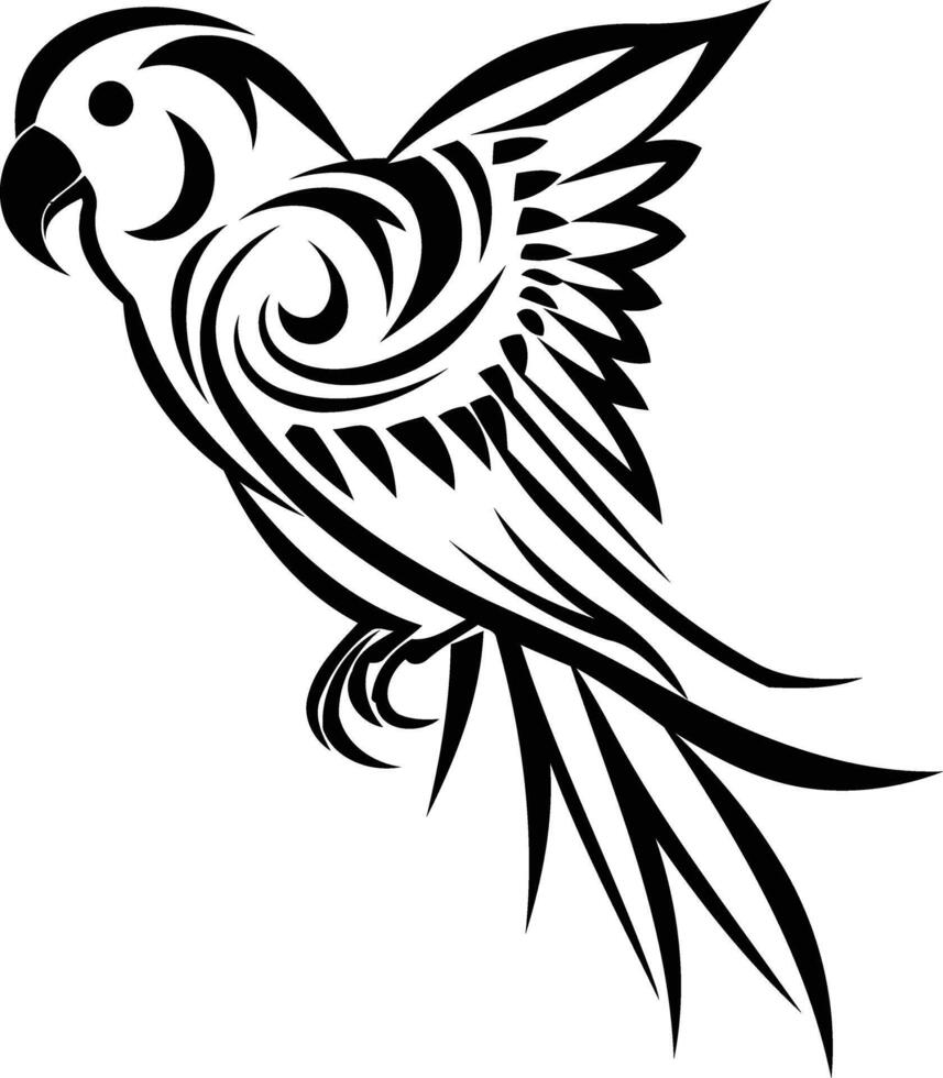 A parrot tattoo design with a black and white background vector