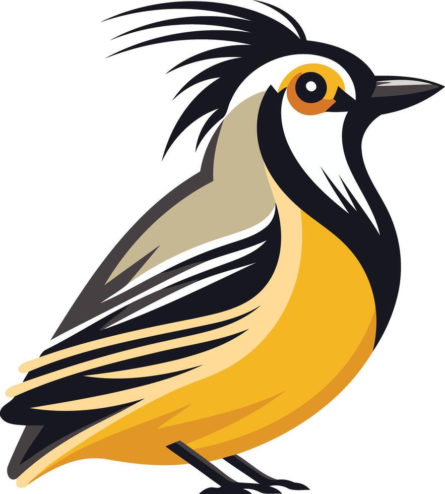 A bird with a black and yellow head and black feathers vector