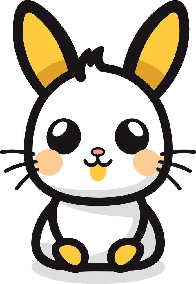 A cartoon rabbit with big ears and a white background vector