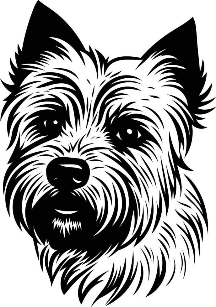 A black and white drawing of a dog's head vector