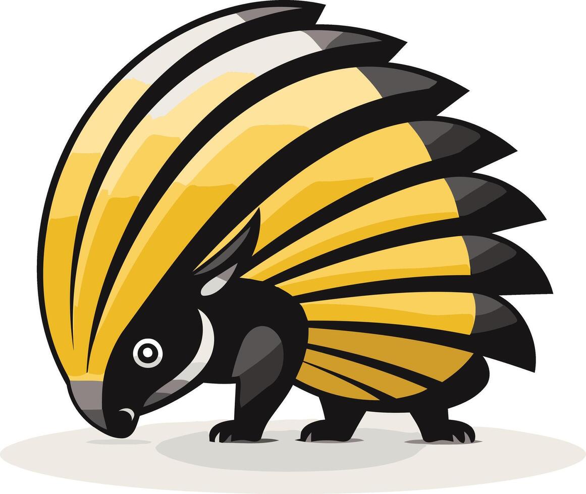 An armadillo with yellow and black stripes vector