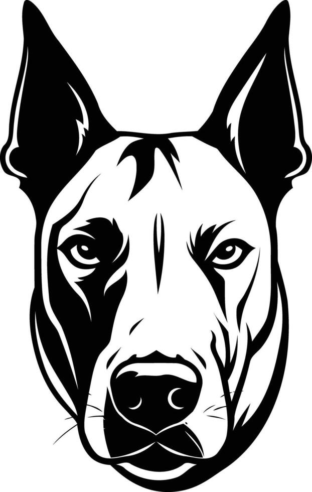 A black and white dog head with a big nose vector