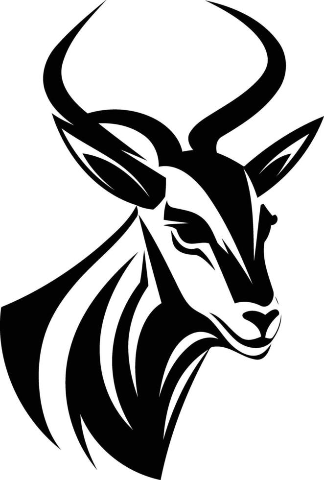 An antelope head with a black and white design vector