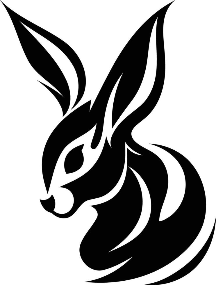A black and white rabbit head with long ears vector