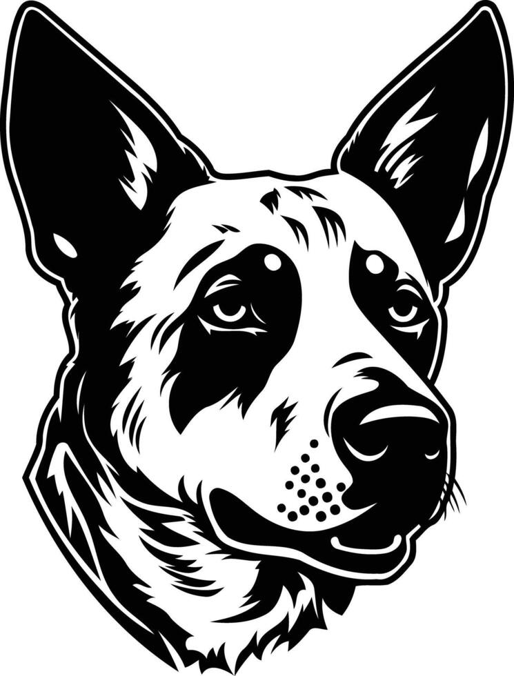 A black and white dog head with a big nose vector