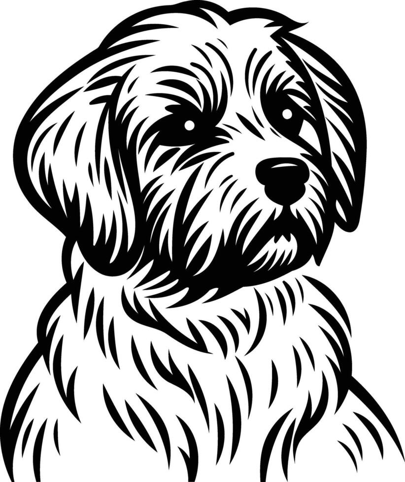 A black and white drawing of a dog vector