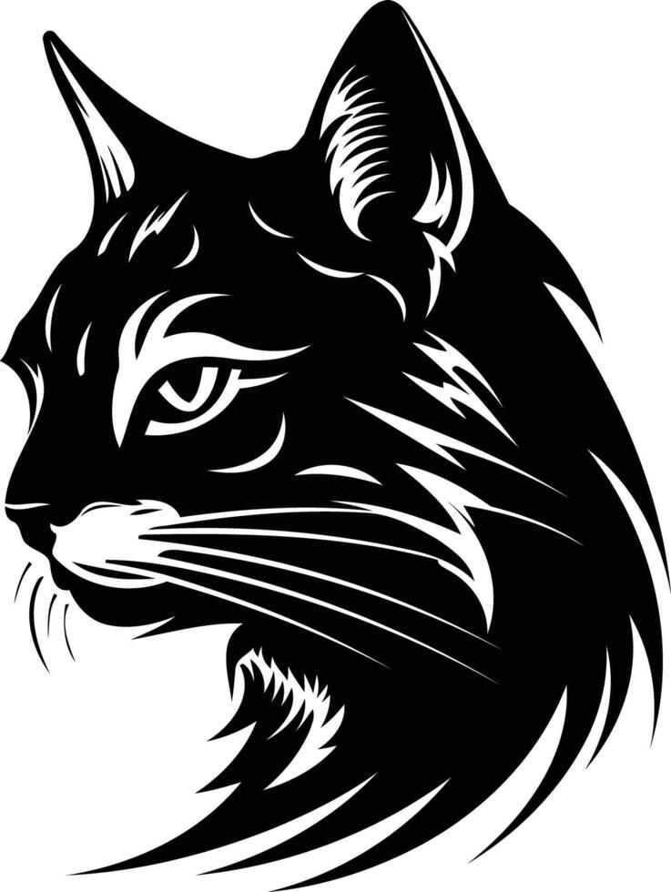A black and white cat head with long hair vector