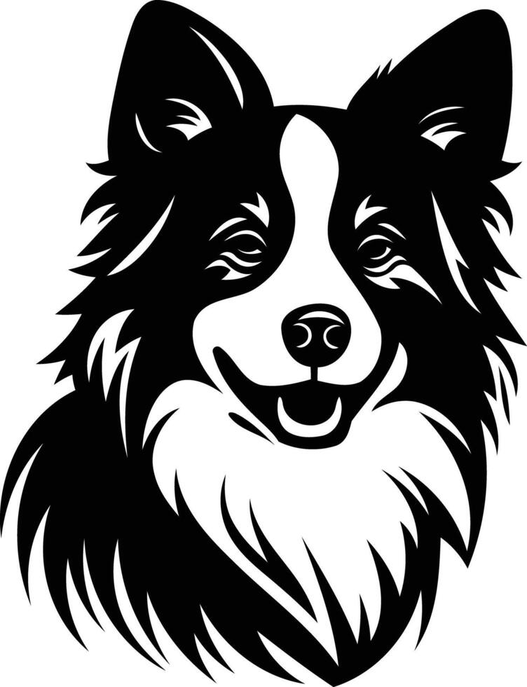 A black and white dog head with a smile vector