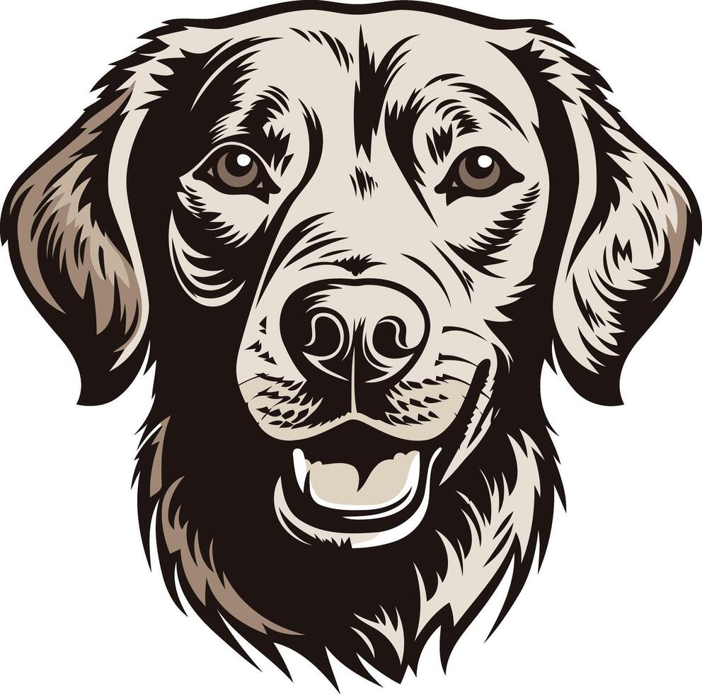 A dog's head with a brown coat and a smile vector