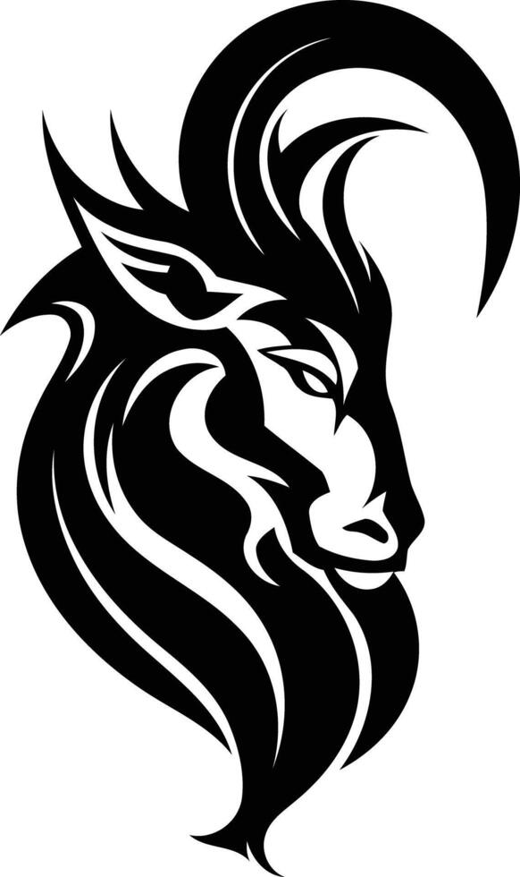 A black and white goat head with horns vector