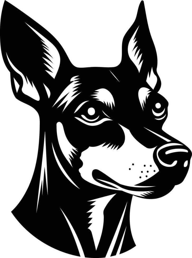 A black and white dog head with a long nose vector