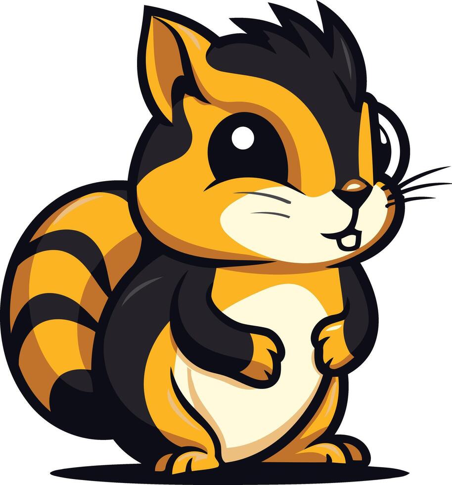 A cartoon squirrel with black and yellow stripes vector