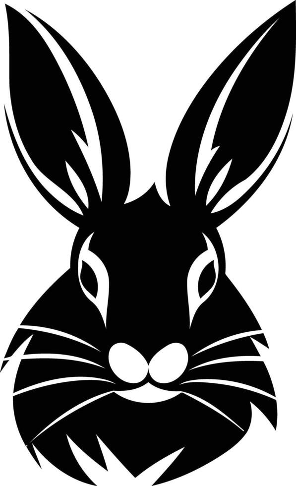 A black and white rabbit head on a white background vector