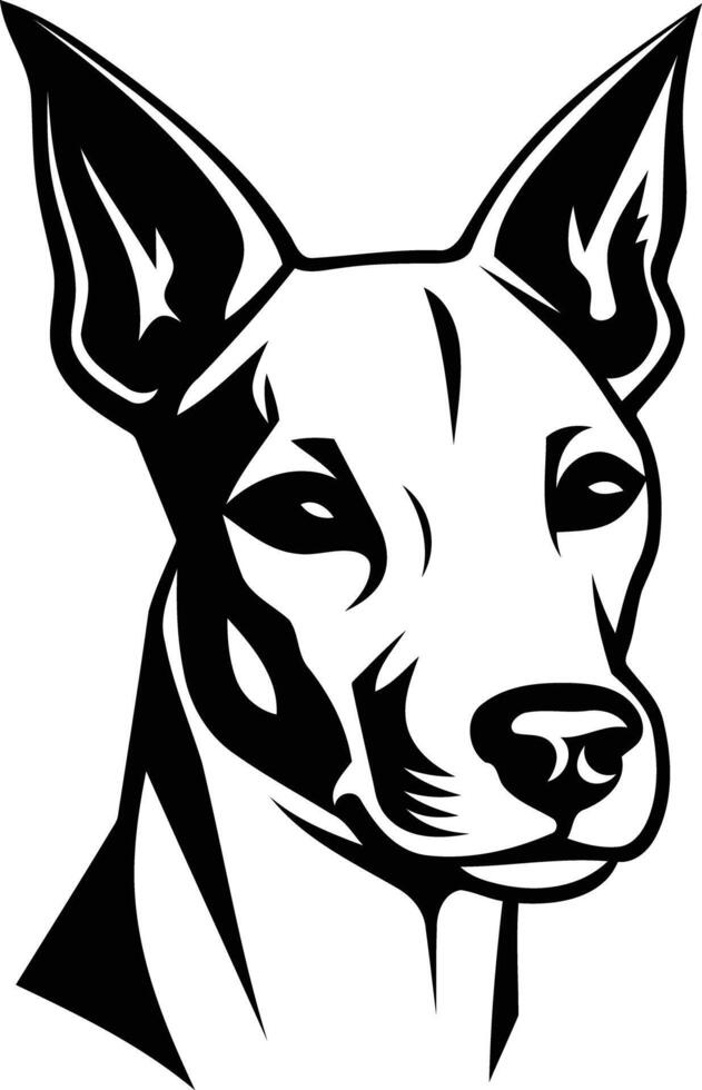 A black and white drawing of a dog's head vector