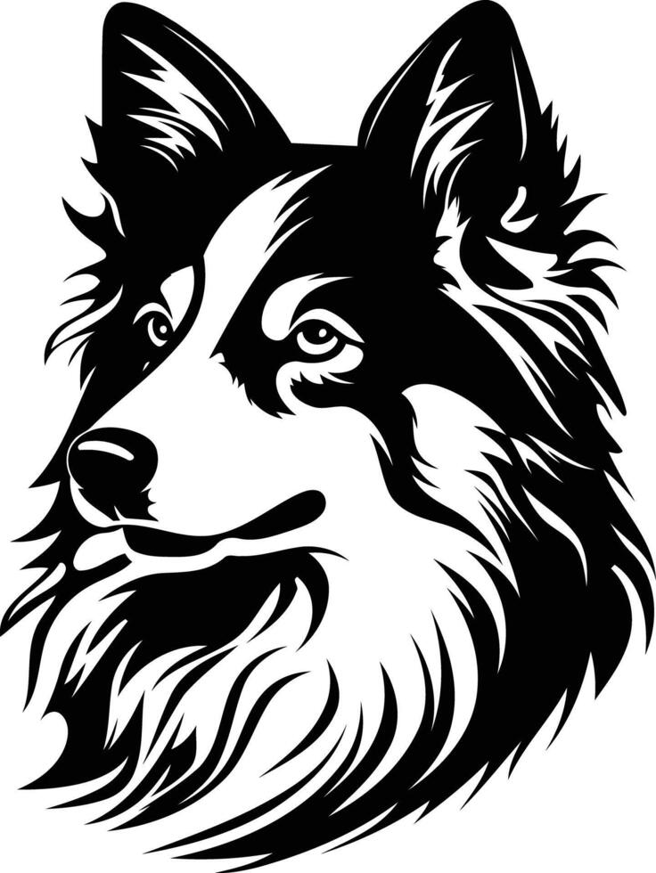 A black and white drawing of a dog's head vector