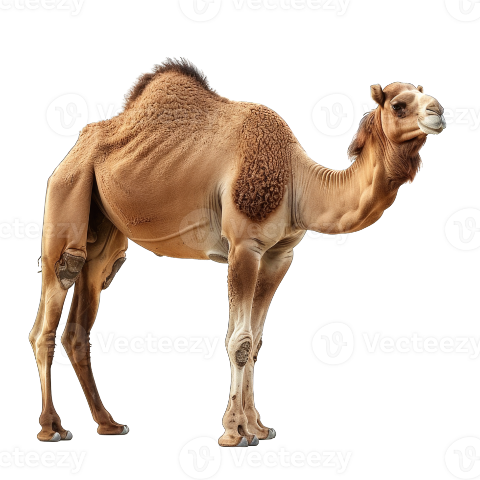 Camel standing isolated on transparent background cutout png