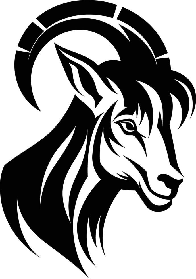 The goat head is black and white and has horns vector